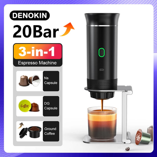 Wireless Electric Portable 3-in-1 spresso Coffee Machine for Car & Home Camping