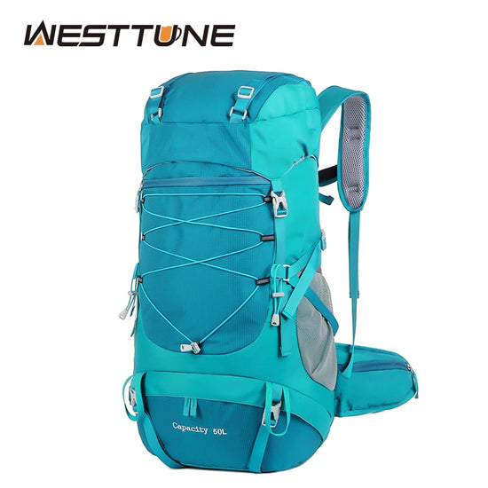 50L Hiking Backpack with Rain Cover Multifunctional Mountaineering Bag Outdoor Rucksack for Travel Trekking Camping