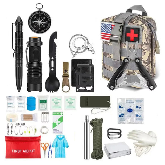 Survival First Aid Kit Survival Full Set Molle Outdoor Gear Emergency Kits Trauma Bag Camping Hiking  Adventures Bag